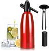 Mlijzard Sifone portatile per soda da 1 l, in alluminio, per seltzer fatto in casa, cocktail, bevande gassate, mojito, uso domestico e bar, bombole di CO2 non incluse (rosso)