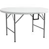 Tavolo Pieghevole Per Giardino E Campeggio, In Acciaio E Hdpe, Ø122x73 Cm, Grigio E Bianco