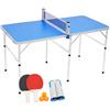 Chensyo Mini tavolo da ping pong, 152 x 76 x 76 cm, pieghevole e portatile con manico, set da ping pong per interni ed esterni, con rete, 2 racchette e 3 palline, colore blu, per bambini e adulti