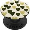 olive green Hearts Pattern Designs Carino girly minimalista Love Design || Motivo cuore verde PopSockets PopGrip Adesivo