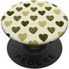 olive green Hearts Pattern Designs Carino girly minimalista Love Design || Motivo cuore verde PopSockets PopGrip Adesivo