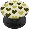 olive green Hearts Pattern Designs Carino girly minimalista Love Design || Motivo cuore verde PopSockets PopGrip Adesivo