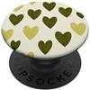 olive green Hearts Pattern Designs Carino girly minimalista Love Design || Motivo cuore verde PopSockets PopGrip Adesivo