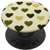 olive green Hearts Pattern Designs Carino girly minimalista Love Design || Motivo cuore verde PopSockets PopGrip Adesivo