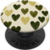 olive green Hearts Pattern Designs Carino girly minimalista Love Design || Motivo cuore verde PopSockets PopGrip Adesivo