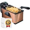 Bestron Friggitrice, friggitrice ad olio con tecnologia a zona fredda, 3,5 litri, con controllo della temperatura, lavabile in lavastoviglie, 2000 watt, colore: Rame