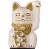 Isami Danjuro Lucky Cat Jewelry Cat TAGLIA S zampa sinistra bianca rialzata 3,9" ceramica M...