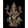 Figura Ganesha Dipinta a Mano Elefante Dio Indù in Poliresina 15x20.5 cm