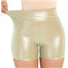 Libairo Pantaloncini in pelle sintetica per le donne elastico a vita alta mini collant aderenti sexy pantaloni caldi partito danza, Multi-beige, M