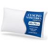 Tykethros Cuscino Letto 40x70 cm in Nanofibra Ultrafine Effetto Piuma, Guanciale Morbido per Dormire in Cotone Naturale, Cuscino da Letto Antiacaro, Ergonomico e Traspirante Lavabile, Bianco