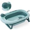 Interbaby Vaschetta Bagnetto Neonato Pieghevole con Gambe Antiscivolo | Vasca da Bagno Pieghevole Portatile con Tappo Scarico e Tazza Risciacquo | Dalla Nascita a 2 Anni | Baby Bath | Verde