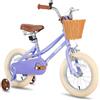 JOYSTAR 14 pollici bicicletta per bambini con ruota di allenamento e cestini, bicicletta per bambini per 3-5 anni ragazze, Viola