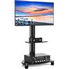 RFIVER Carrello Porta TV con Ruote per TV LCD LED OLED Plasma Piatto Curvo 27-70 Pollici, Supporto TV da Pavimento Mobile Sopportare 50kgs / Ruota di 45°/ Vetro Temperato