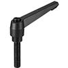 sourcing map M12 x 50 mm maniglia regolabile leva di serraggio filettatura pulsante cricchetto maschio filettato perno manopole a sgancio rapido viti bulloni con leva di bloccaggio nero