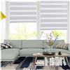 SMONTER LUCKUP - Tenda a rullo Zebra, fissaggio facile, con accessori di montaggio, avvolgibile, Fibra tessile, bianco, 80CM×150CM