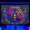 Uokiuki Blacklight, Arazzo con sette chakra, reattivo ai raggi UV, bohémien, mandala spirituale, bohémien, yoga, meditazione, luce nera, da appendere alla parete, per sala yoga, camera da letto, soggiorno,