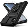 YZOK Custodia per iPhone XR, con copertura per obiettivo della fotocamera, protezione schermo HD, grado militare, supporto per auto, supporto per auto, ibrido rigido, in morbido poliuretano