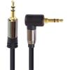 PremiumCord Cavo Jack Stereo HQ da 3,5 mm, Spina Jack da 3,5 mm, Stereojack Maschio-Maschio 90°, Cavo Di Collegamento Audio Cuffie Aux, Schermato, Connettore In Metallo, M/M, Lunghezza 1,5 m