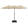 Yaheetech Ombrellone da Giardino Doppio con Base e Manovella Ampia Superficie Ventilato Resistente ai Raggi UV Ombrellone Parasole per Esterno Giardino Terrazza Spiaggia, 385x240x245 cm, Ecrù