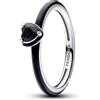 PANDORA ME Anello con cuore in argento 9 con cristallo nero e smalto nero, 50