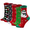 ZFSOCK Calzini Donna Divertenti Natale: Calze Natalizie Famiglia Cotone Fantasia Colorati Novità Animato Babbo Natale Deer Neve Pupazzo Idee Regali Natalizi Per Amica,Natale-G-5 paia,35-41