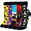 ZFSOCK Calzini Donna Halloween Fantasia Cotone, Calze Divertenti Colorate Tema degli Animali, Calze Comodo Gatto Cani Cibo Modello, San Valentino di Natale di compleanno per Donne,35-42,5 Paia,Halloween