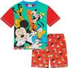 Disney Pigiama Corto Topolino, Paperino, Pippo, Plutone Rosso 100% Cotone, Ridere, 4-5 Anni