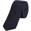 DonDon cravatta stretta da uomo 6 cm cotone - motivo a spina di pesce bianco-blu