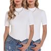 Totatuit Maglietta Donna Manica Corta T-Shirt Elegante Dolcevita Maglietta Top a Collo Alto Lupetto Casual Estiva Pullover di Base Slim Fit Morbida Sexy Nero XL