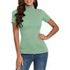 Totatuit Maglietta da Donna Manica Corta Elegante T-Shirt a Costine Estiva Basic Dolcevita Top a Collo Alto Lupetto Casual Pullover di Slim Fit Nero S