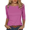 Totatuit T-Shirt Donna con Scollo a Barchetta Manica a 3/4 Maglietta Cotone vestibilità Larga Casual Moda Top Basic Elasticizzato