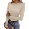 Totatuit Maglia Donna Maniche Lunghe Scollo a Collo Alto Magliatta Elegante T Shirt Elasticizzata Slim Fit Top Basic Sexy Sottogiacca Aderente Casual
