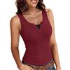 Totatuit Canotta Donna Scollo a V Smanicata Estiva Top Sexy Slim Fit Basic a Coste Stretch Monocolore
