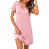Aseniza Camicia da Notte Donna Manica Corta Cotone Pigiama da Notte Camicie da Notte Nero S