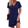 Aseniza Camicia da Notte Donna Cotone in Pizzo Manica Corta Estiva Pigiama da Notte Scollo a V Sexy Leggero Grigio XXL