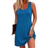 Aseniza Camicia da Notte Donna in Cotone Senza Maniche Estivo Pigiama da Notte Vestaglia Sottoveste Canotta Loungewear Elegant Morbida Azzurro S
