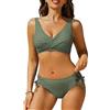Ekouaer Bikini Donna Sexy Scollo a V Push Up Costume da Bagno Due Pezzi Bikini Set Regolabile Swimwear, Nero, L