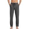 Aseniza Pantaloni Pigiama da Uomo in Cotone Invernale Pantalone Pigiama Lungo Pants Tinta Unita con Tasche Casual Nero L