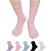 ZFSOCK Calzini Donna Senza Elastico: Calze in Cotone Traspirante con Polsino Morbido e Punta Senza Cuciture Primavera ed Estive Semplice Ideali per Ufficio Scuola Libero - 5 Paia Bianco Righe 43-46