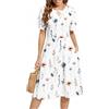Zeagoo Abito Donna Manica Corta Abito Estivo Elegante Abito da Spiaggia Girocollo Linea A Abiti Swing Abito Floreale Abito Casual Midi con Tasca Fiore Nero L