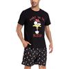 Jezonga Pigiama da Uomo in Cotone Pigiama Estivo Corto Set Manica Corta Modello Carino Stampa Sleepwear Loungewear(Nero,L)