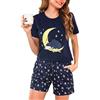 Aseniza Pigiama Donna Estivo Corto Pigiama con Bretelle Regolabili Maniche Corte in Cotone Traspirante Pigiami Due Pezzi da Donna Comodo S-XXL(2-Viola,XL