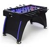 KLAR FIT Arrowhead - Calcio Balilla, Biliardino Professionale, Campo con Illuminazione LED, Segnapunti Automatico, Struttura Solida, Campo di Gioco: 117x68 cm, Aste Cave di Acciaio Inox, Nero Lucido