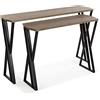 VERSA Oakland Consolle Ingresso, Tavolo Consolle, Tavolino Ingresso, Tavolo Salotto, Set di 2, Misure (A x L x l) 75 x 30 x 120 cm, Legno e Metallo, Colore Marrone e Nero