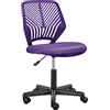Yaheetech Sedia Ufficio Scrivania Girevole a Rotelle Ergonomica Portata 136 kg Senza Braccioli in Rete Traspirante Altezza Regolabile Viola