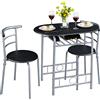 Yaheetech Set Mobili da Bar Tavolo e 2 Sedie Sala da Pranzo Cucina Nero