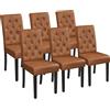 Yaheetech Set 6 Sedie Sala da Pranzo Moderne Ecopelle Imbottite con Schienale Alto Gambe in Legno Massello Eleganti Classiche Soggiorno Portata 135 kg Seduta Spessa Morbida Marrone
