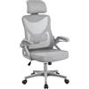 Yaheetech Sedia Ufficio Ergonomica con Braccioli Poggiatesta Regolabile Schienale Alto Funzione Dondolo Poltrona Scrivania Girevole in Rete Traspirante con Supporto Lombare Grigio Intero