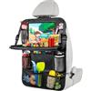 BillyBath Organizzatore per auto per bambini, accessorio interno con vassoio, supporto per tablet trasparente con 11 tasche, nero