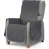 textil-home Textilhome Copripoltrona Relax e Copridivano 1 Posto Circus - Salvadivano Trapuntato Reversibile Universale, Imbottito, Antimacchia e Antigraffio. Colore Grigio, 55 cm